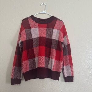 Madewell Fenimore Pullover Sweater in Heather Blush Plaid